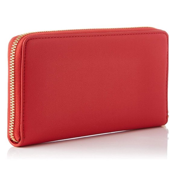 Love Moschino Womens Red Leather Gold Metal Logo Wallet Zip Closure NWT - Picture 5 of 9
